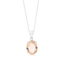 Load image into Gallery viewer, Sterling Silver Oval Created Morganite Pendant