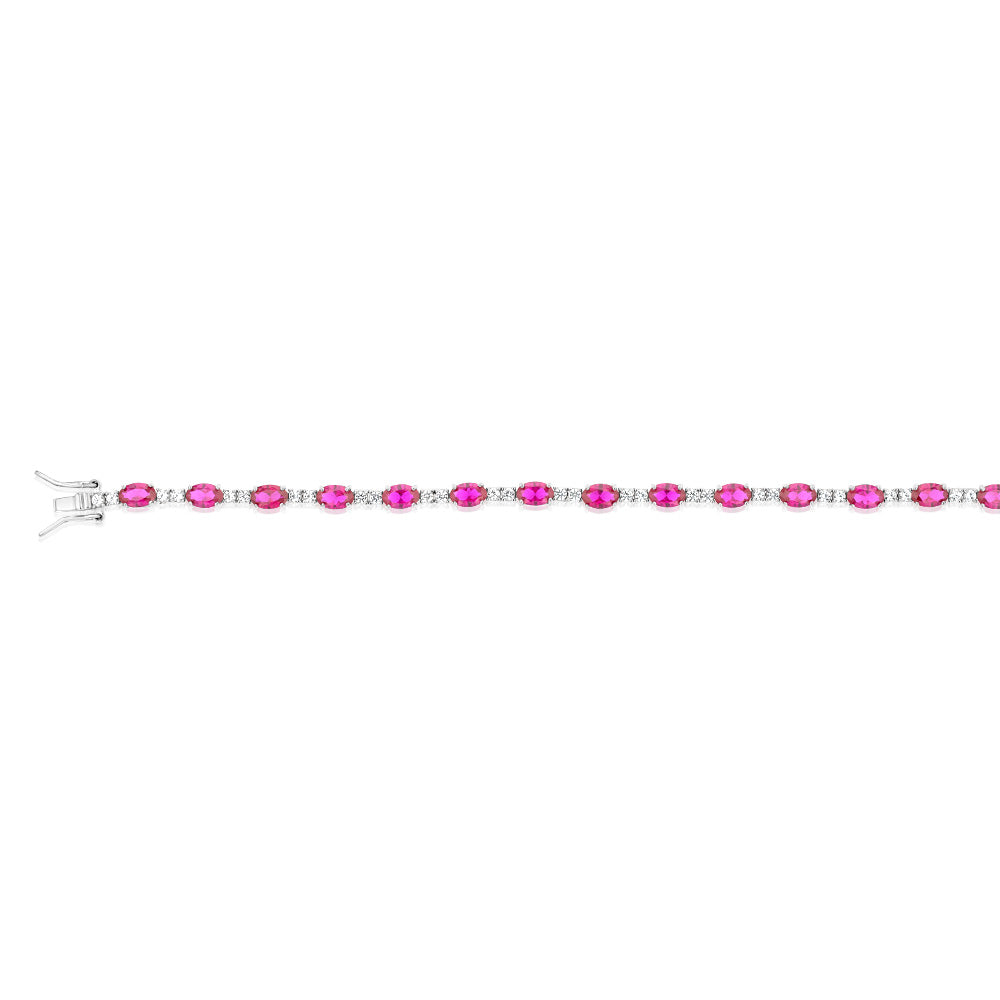 Created Ruby & Cubic Zirconia Bracelet Set in Sterling Silver