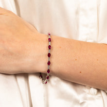 Load image into Gallery viewer, Created Ruby &amp; Cubic Zirconia Bracelet Set in Sterling Silver