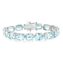 Load image into Gallery viewer, 50 Carat Blue Topaz Tennis Bracelet Set in Sterling Silver