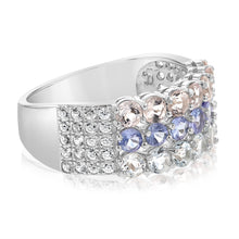 Load image into Gallery viewer, Aquamarine, Morganite, Tanzanite &amp; White Zirconia Ring Set in Silver