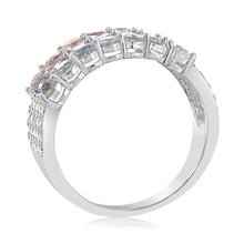 Load image into Gallery viewer, Aquamarine, Morganite, Tanzanite &amp; White Zirconia Ring Set in Silver