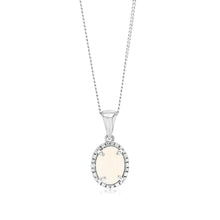 Load image into Gallery viewer, Opal &amp; 5 Points Diamond Pendant in Sterling Silver