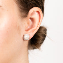 Load image into Gallery viewer, Cultured Pearl &amp; 05Pts Diamond Stud Earrings In Sterling Silver