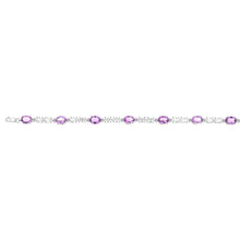 Load image into Gallery viewer, 7 Amethyst &amp; 35 Cubic Zirconia Bracelet in Sterling Silver