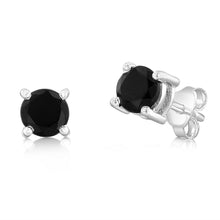 Load image into Gallery viewer, Sterling Silver Natural Black Onyx 5mm Stud Earrings