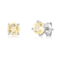 Load image into Gallery viewer, Sterling Silver Natural Citrine 5mm Stud Earrings