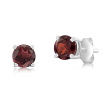 Load image into Gallery viewer, Sterling Silver Natural Garnet 5mm Stud Earrings