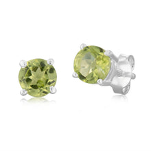 Load image into Gallery viewer, Sterling Silver Natural Peridot 5mm Stud Earrings