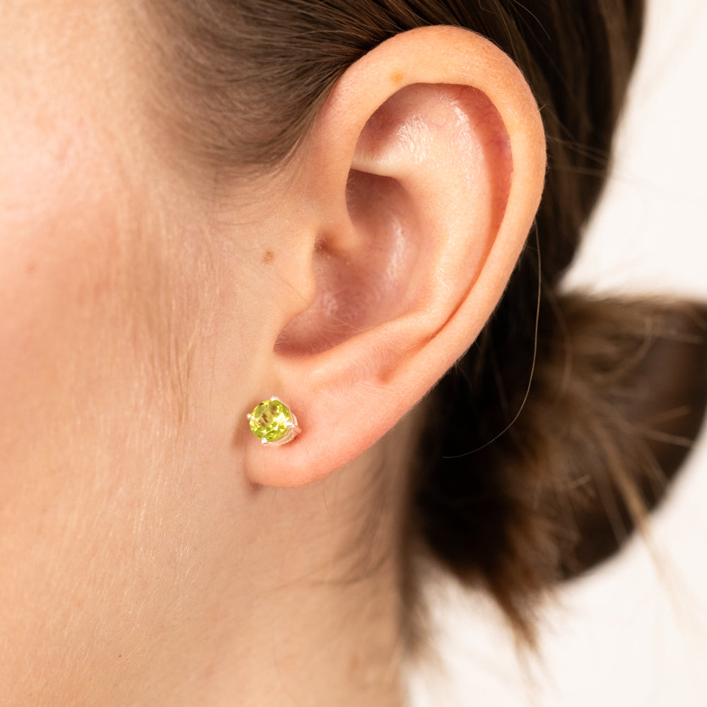 Sterling Silver Natural Peridot 5mm Stud Earrings