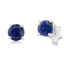 Load image into Gallery viewer, Sterling Silver Natural Lapiz Lazuli 5mm Stud Earrings