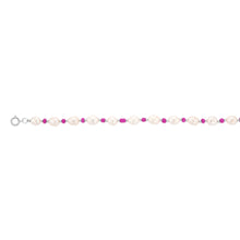 Load image into Gallery viewer, White Freshwater Pearl Bracelet with Pink &amp; Silver Beads in Sterling Silver