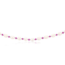 Load image into Gallery viewer, White Freshwater Pearl Chain with Pink &amp; Silver Beads in Sterling Silver