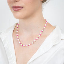 Load image into Gallery viewer, White Freshwater Pearl Chain with Pink &amp; Silver Beads in Sterling Silver