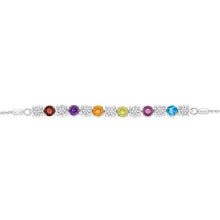 Load image into Gallery viewer, 1.86Ct Mix Color Stone(Garnet, Amethyst, Citrine, Peridot, Rhodolite, London Blue Topaz) &amp; 49 Diamond Bracelet in Sterling Silver