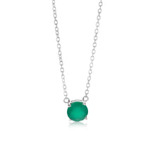 Load image into Gallery viewer, 7mm Natural Green Onyx Pendant in Sterling Silver with Chain