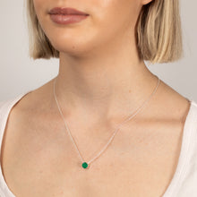 Load image into Gallery viewer, 7mm Natural Green Onyx Pendant in Sterling Silver with Chain