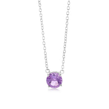 Load image into Gallery viewer, 7mm Natural Amethyst Pendant in Sterling Silver with Chain