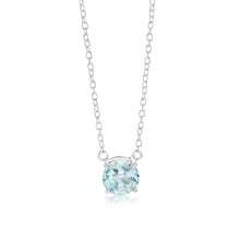 Load image into Gallery viewer, 7mm Natural Blue Topaz Pendant in Sterling Silver with Chain