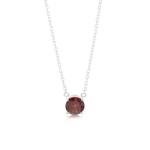 Load image into Gallery viewer, 7mm Natural Garnet Pendant in Sterling Silver with Chain