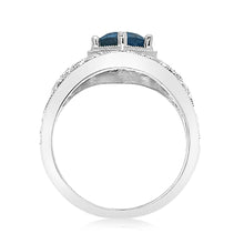 Load image into Gallery viewer, 1.5Ct London Blue Topaz Ring with 8 Diamonds in Sterling Silver