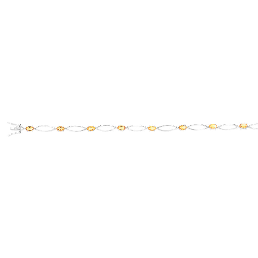 Sterling Silver 2.20Ct Oval Citrine Bracelet