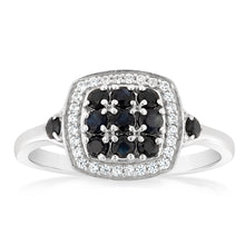 Load image into Gallery viewer, Sterling Silver 0.44Ct Natural Blue Sapphire with 32White Zirconia Ring