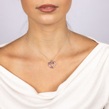 Load image into Gallery viewer, Created Pink Sapphire &amp; Created White Sapphire Heart Pendant Sterling Silver