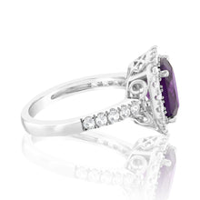 Load image into Gallery viewer, Natural Amethyst &amp; Created White Sapphire Ring Sterling Silver