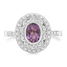 Load image into Gallery viewer, Sterling Silver 1.5 Carat Amethyst &amp; 40Cubic Zirconia Ring