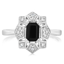 Load image into Gallery viewer, Sterling Silver 0.75 Carat Natural Sapphire &amp; Diamonds Ring