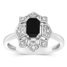 Load image into Gallery viewer, Sterling Silver 0.75 Carat Natural Sapphire &amp; Diamonds Ring