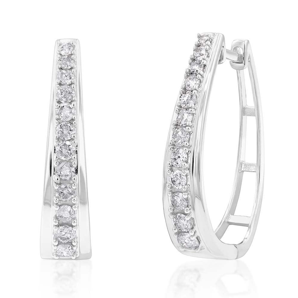 Sterling Silver 1 Carat Diamond Hoop Earrings