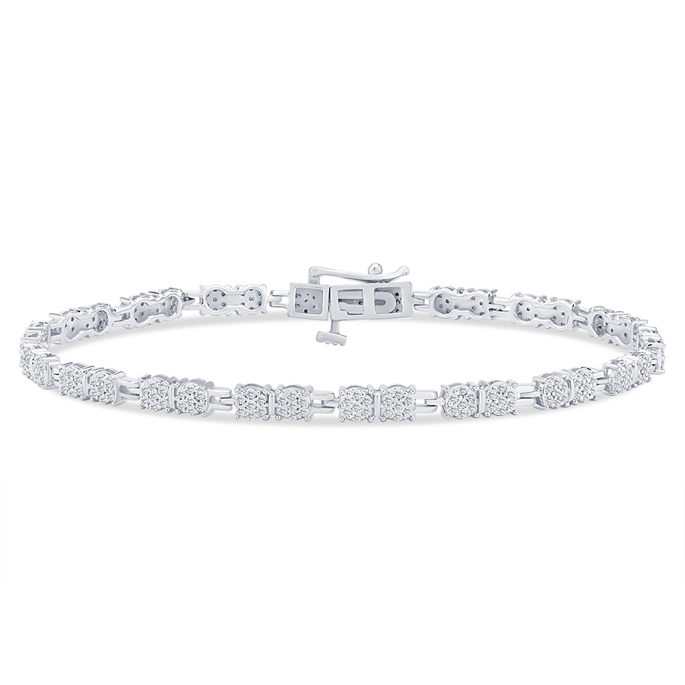 Sterling Silver 1 Carat 19.5cm Diamond Bracelet