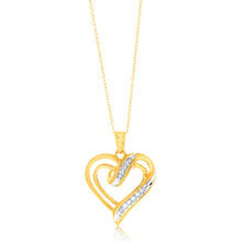 Load image into Gallery viewer, Gold Plated Silver 1/4 Carat Diamond Heart Pendant &amp; Earrings Set Chain Included