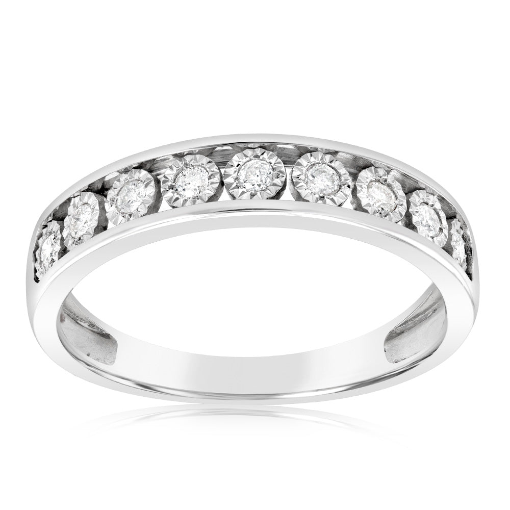 Sterling Silver 1/10 Carat Eternity Straight Ring