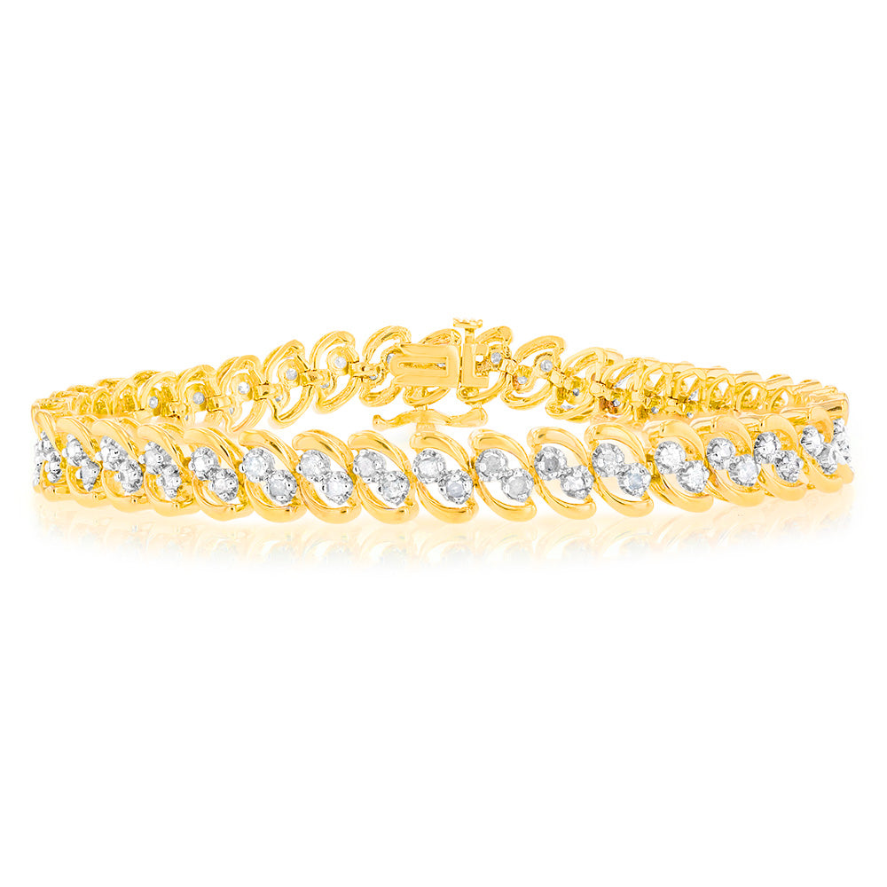 2 Carat Diamond Bracelet in Gold Plated Silver