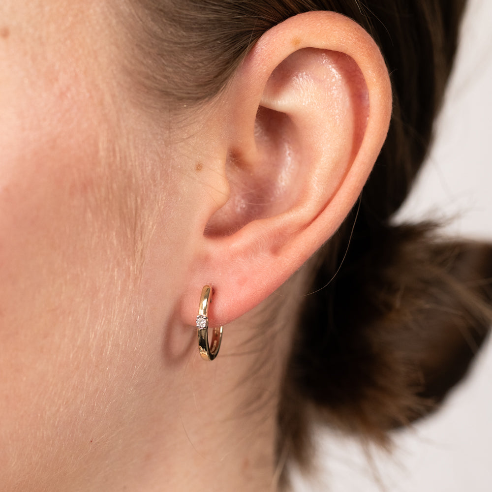 Diamond Hoop Earrings in Gold Plated Silver