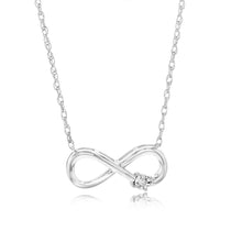 Load image into Gallery viewer, Sterling Silver Diamond Infinity Pendant on 46cm Rope Chain