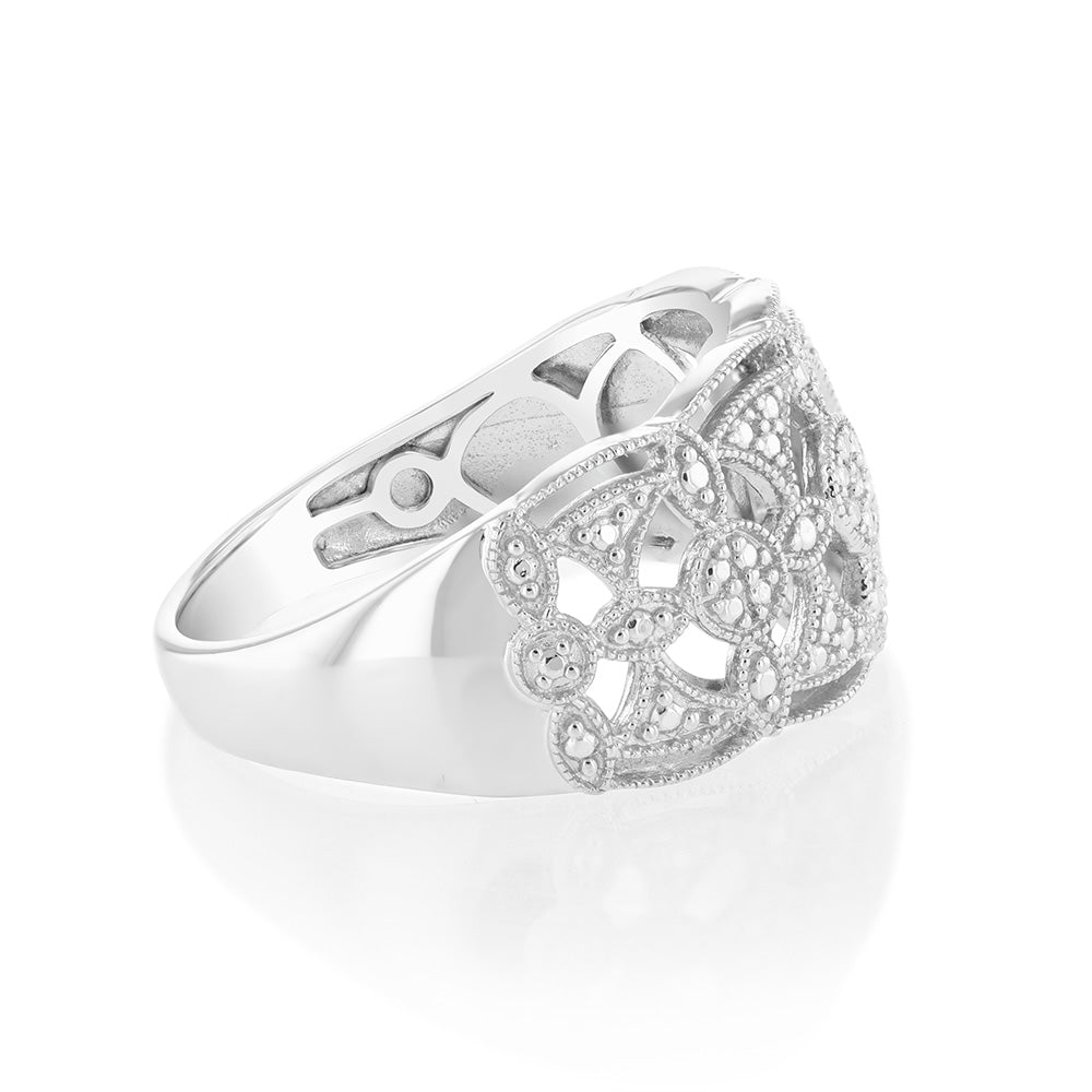 Sterling Silver & 0.05Ct Diamond Ring