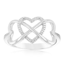 Load image into Gallery viewer, Infinity Heart Shaped Diamond Ring In Sterling Silver