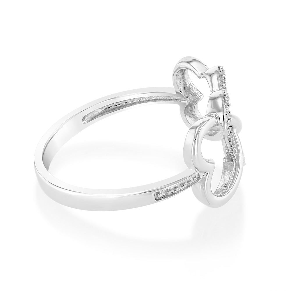 Infinity Heart Shaped Diamond Ring In Sterling Silver