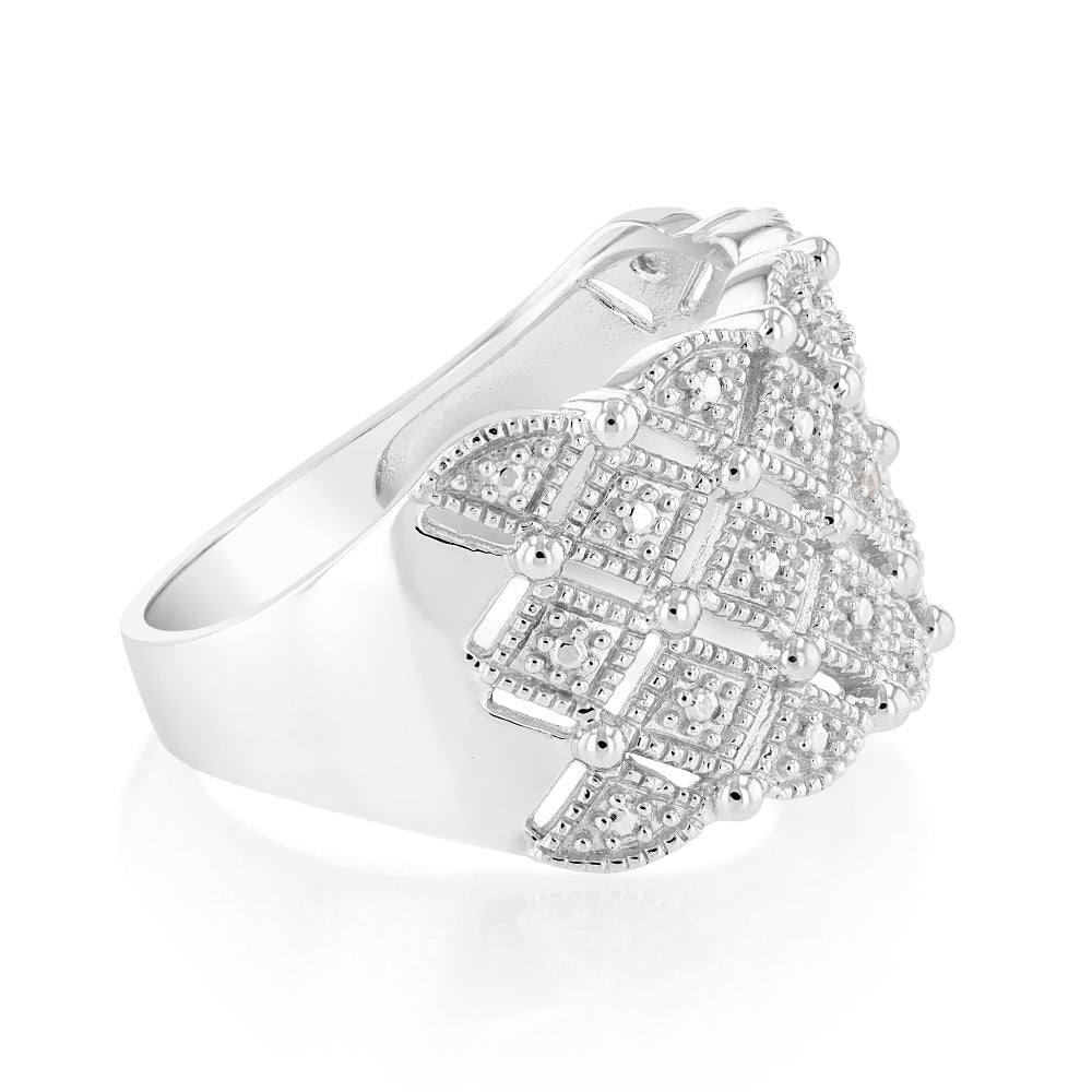 Cluster 0.05Ct Diamond Ring In Sterling Silver