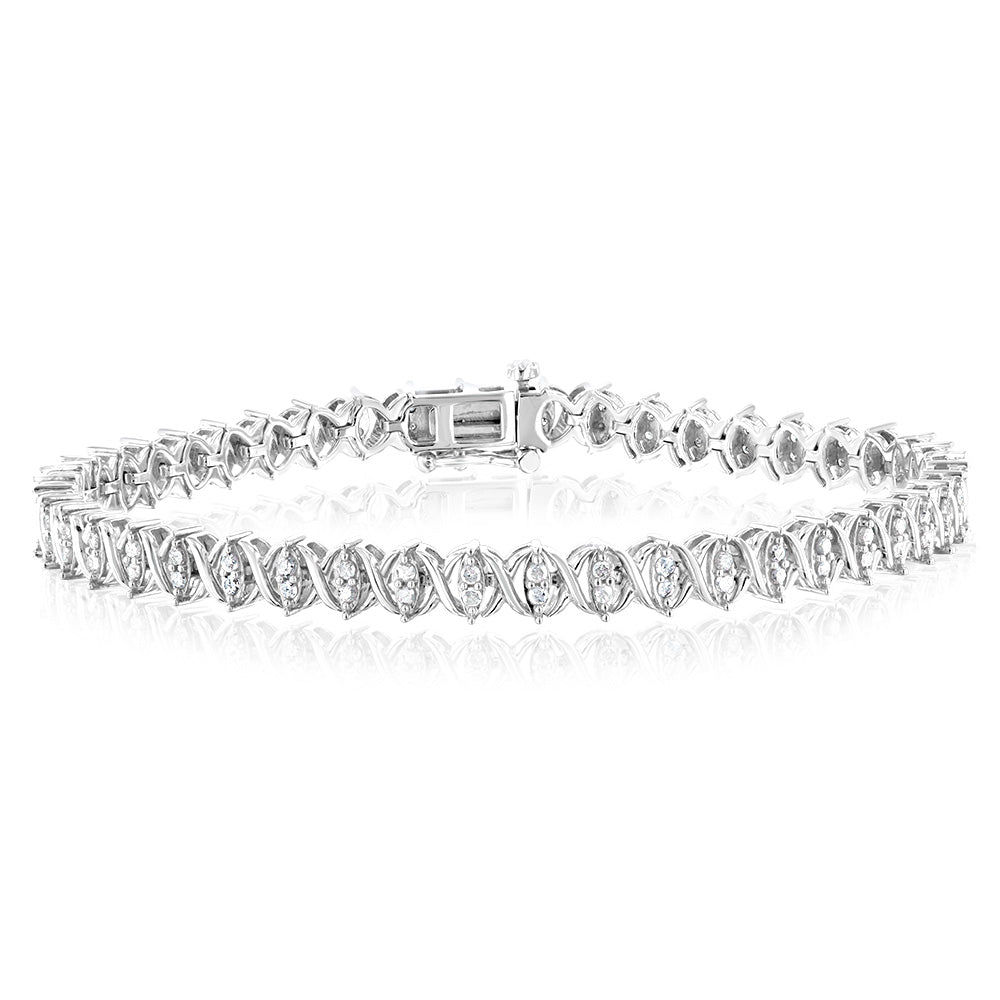 Sterling Silver & 0.95 Carat Diamond Tennis Bracelet