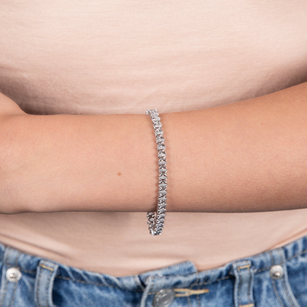 Sterling Silver & 0.95 Carat Diamond Tennis Bracelet