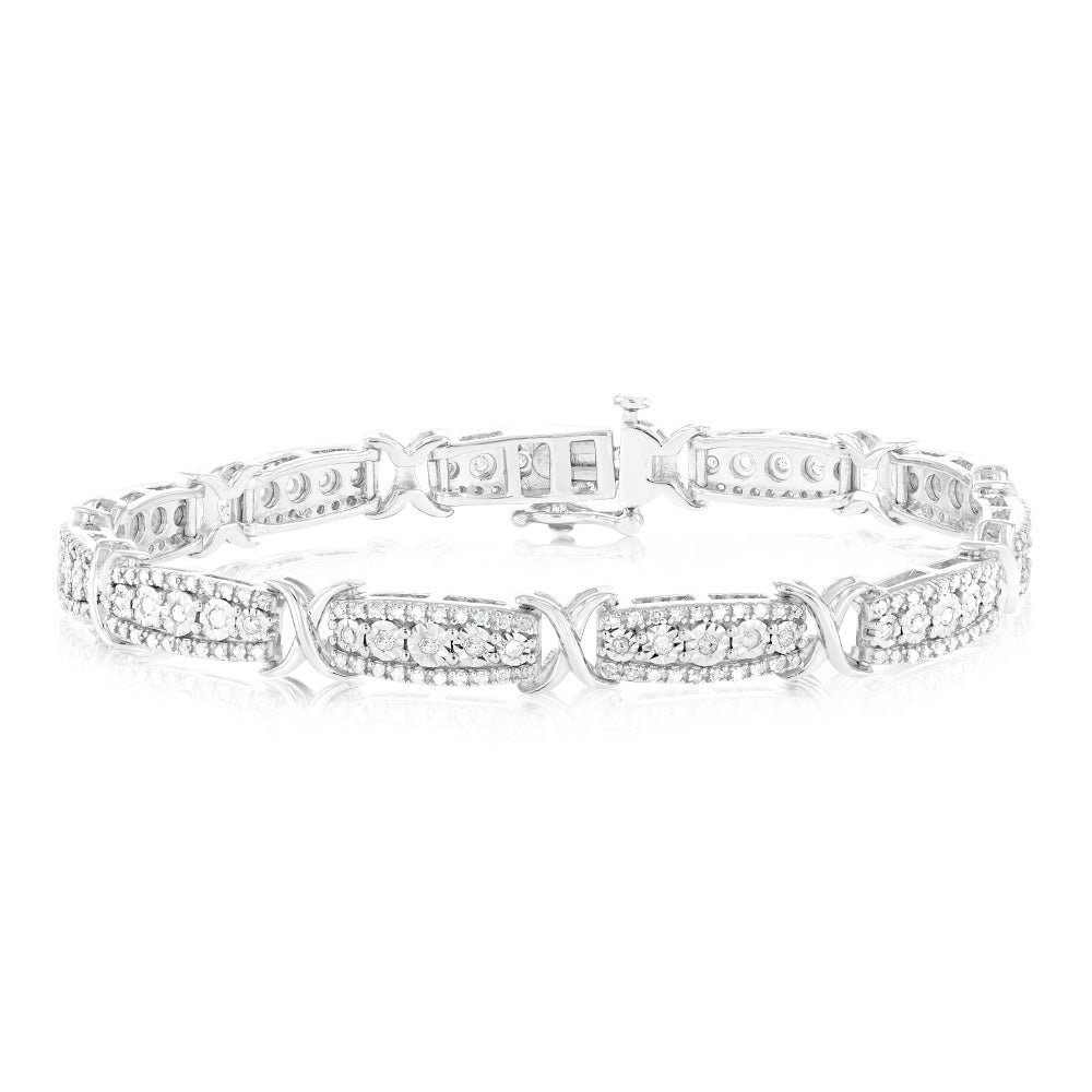 0.95 Carat Diamond Fancy Bracelet in Sterling Silver