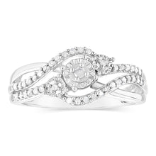 Load image into Gallery viewer, Sterling Silver 1/5 Carat Diamond Wrap Around Trilogy Ring