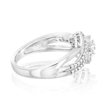 Load image into Gallery viewer, Sterling Silver 1/5 Carat Diamond Wrap Around Trilogy Ring