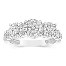 Load image into Gallery viewer, Sterling Silver Trilogy Ring with 1/5 Carat Diamonds