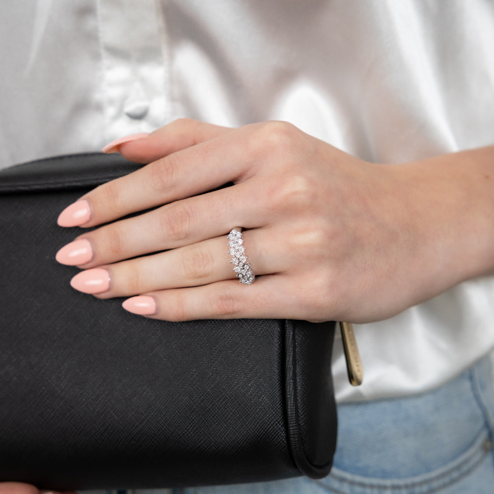 Sterling Silver Cluster Ring in 1/7 Carat Diamonds